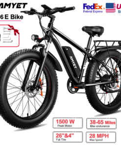 AMYET EB26 Electric Bike for Adults 1000W Electric Bicycle 48V 15AH E Bike 26" Fat Tire Mountain 31mph Dual Shock Absorber ebike