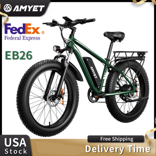 AMYET Electric Bike EB26 Adults Electric Bicycle Peak 1500W 48V 15AH e bike 26" Fat Tire Mountain Bike 31mph  Electric Dirt Bike